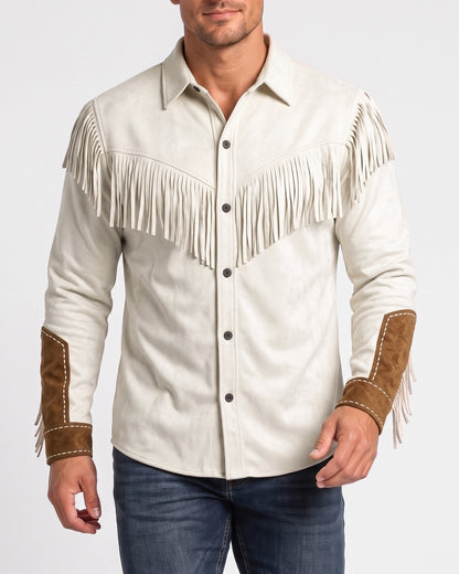 KZZ Men's Slim Fit Retro Tassel Lightweight Jacket
