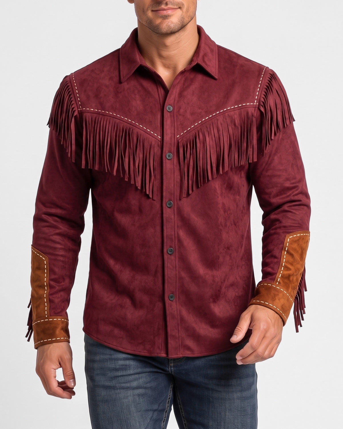 KZZ Men's Slim Fit Retro Tassel Lightweight Jacket