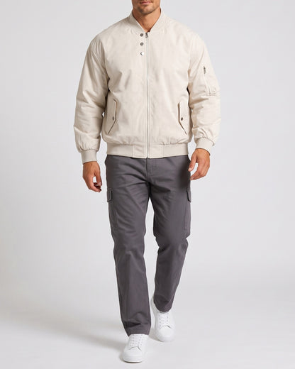 KZZ Men's solid color stand-up collar bomber jacket