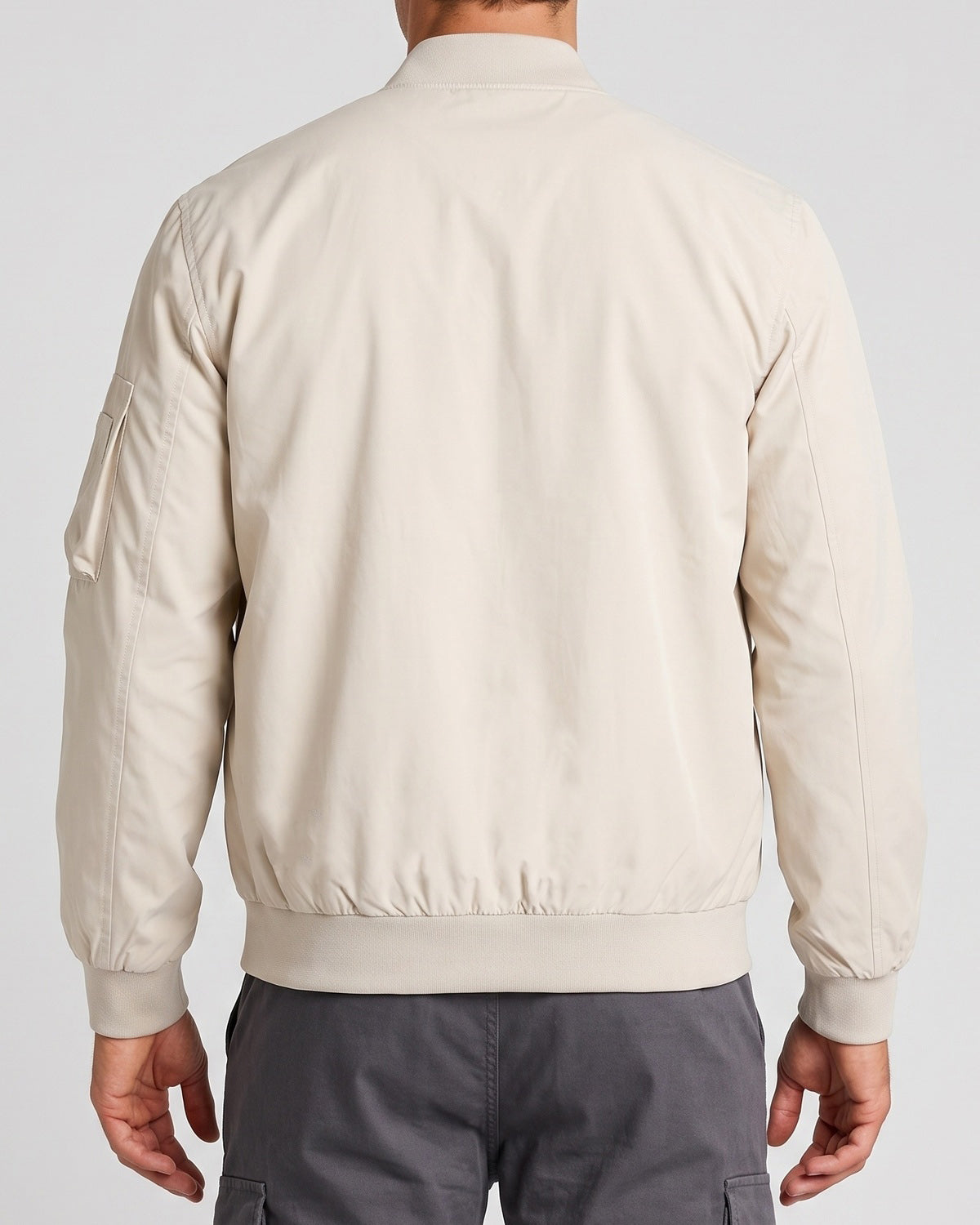 KZZ Men's solid color stand-up collar bomber jacket