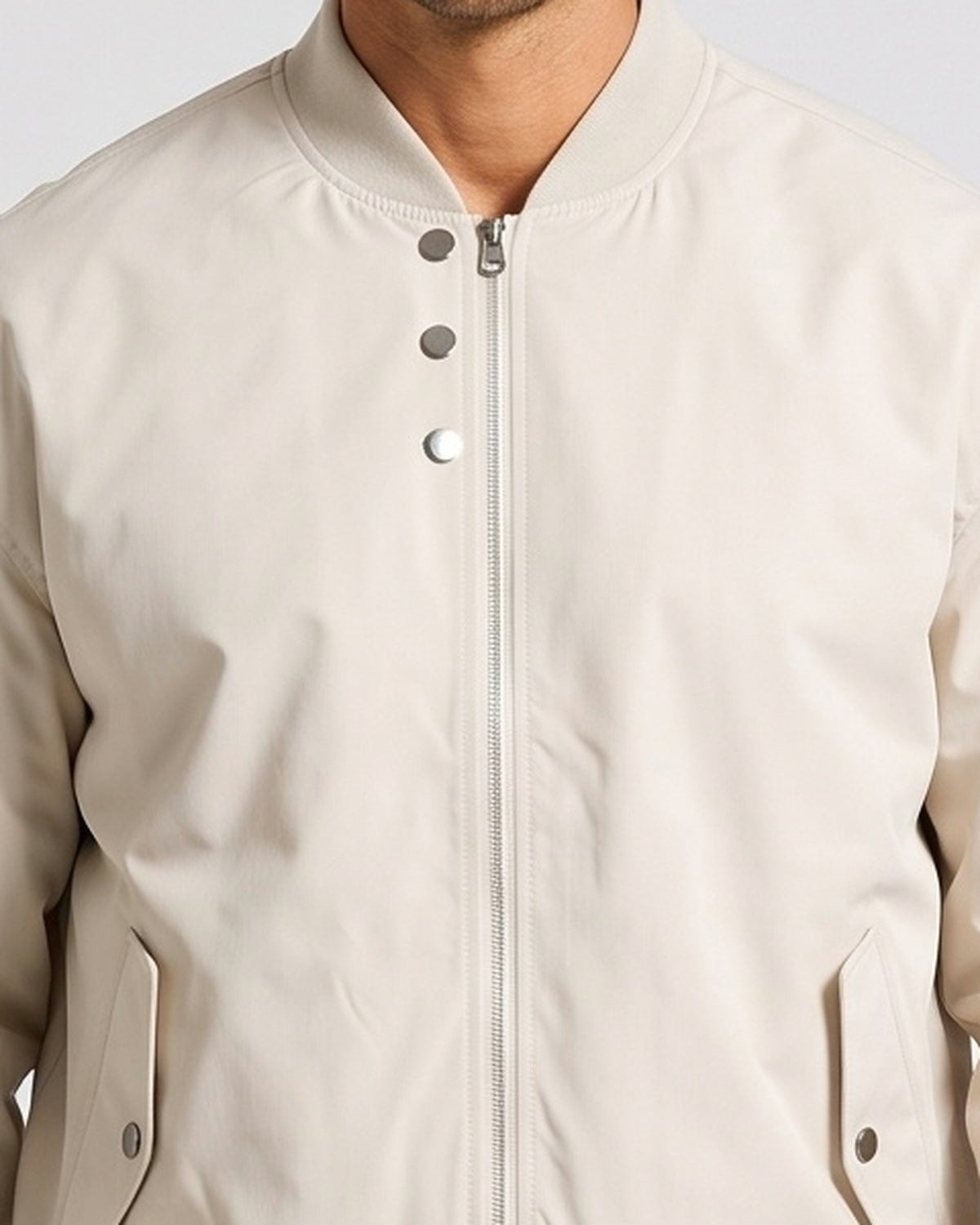 KZZ Men's solid color stand-up collar bomber jacket