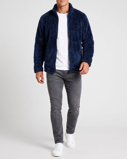 KZZ  Men's fleece stand-up collar full zip-up long-sleeved jacket