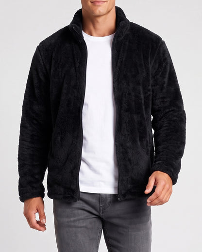 KZZ  Men's fleece stand-up collar full zip-up long-sleeved jacket