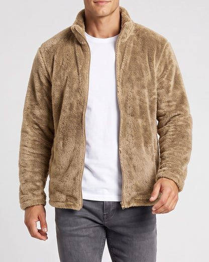 KZZ  Men's fleece stand-up collar full zip-up long-sleeved jacket