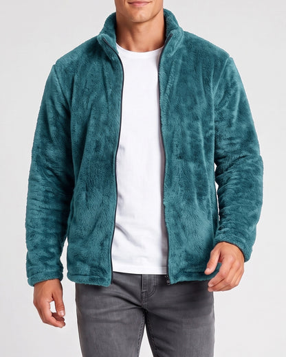 KZZ  Men's fleece stand-up collar full zip-up long-sleeved jacket
