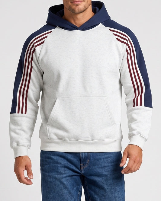 KZZ Men's Autumn Street Style Color Block Simple Pullover Hoodie