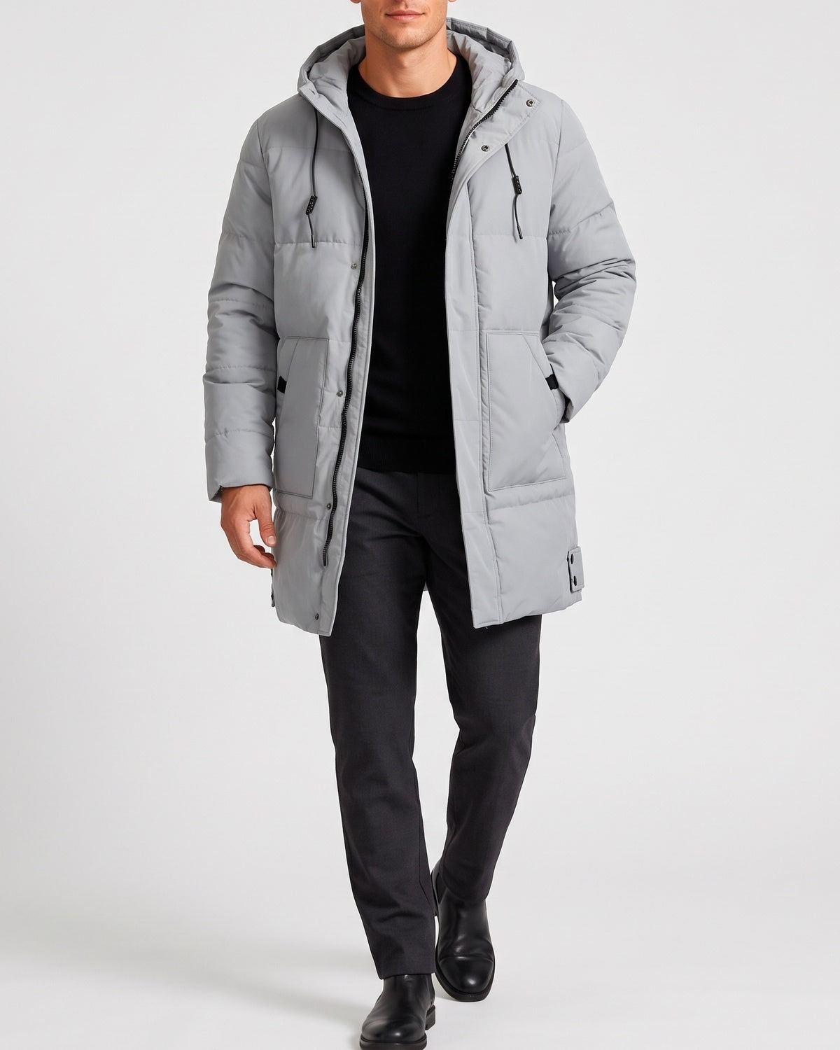 KZZ New men's mid-length  hooded jacket