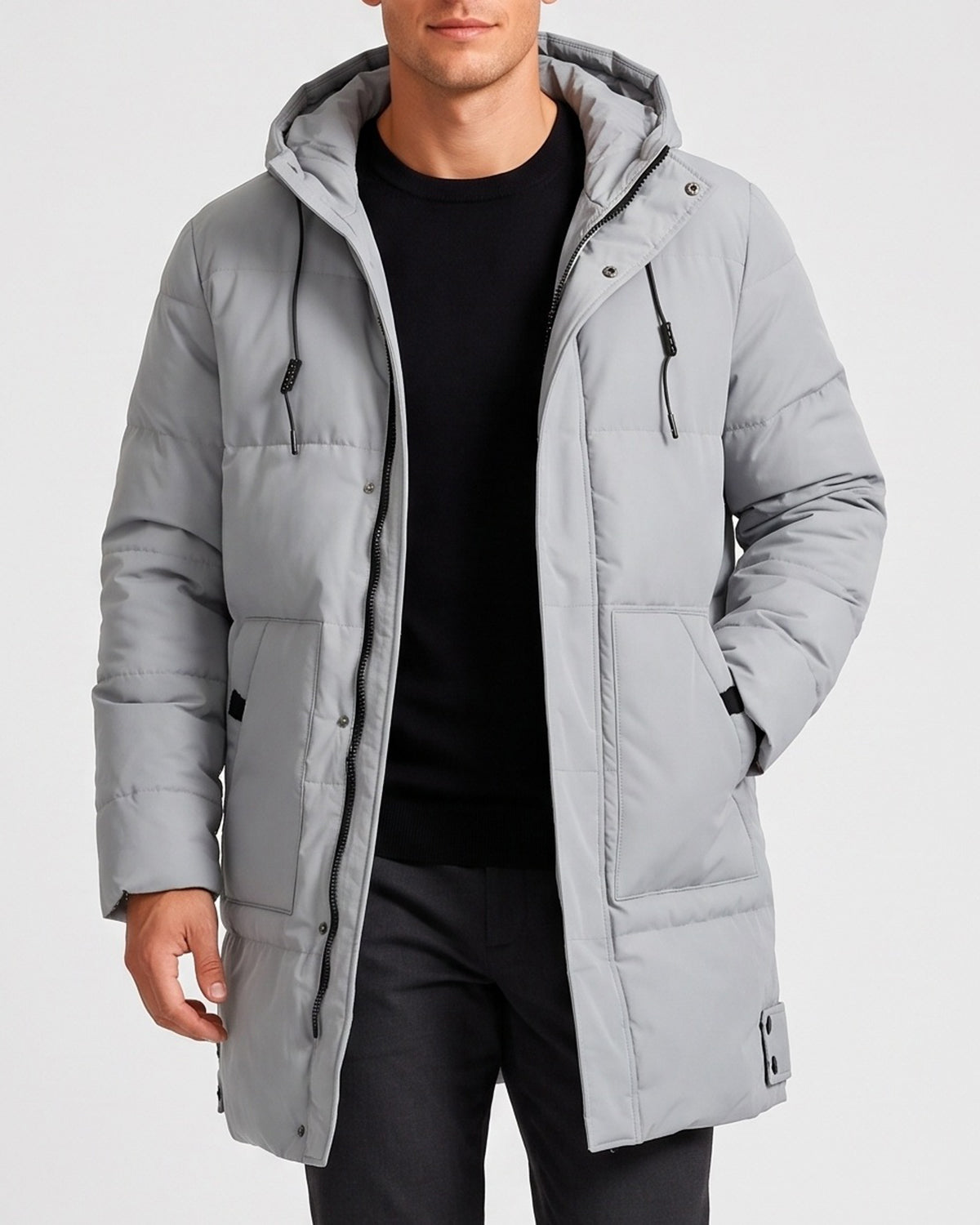 KZZ New men's mid-length  hooded jacket