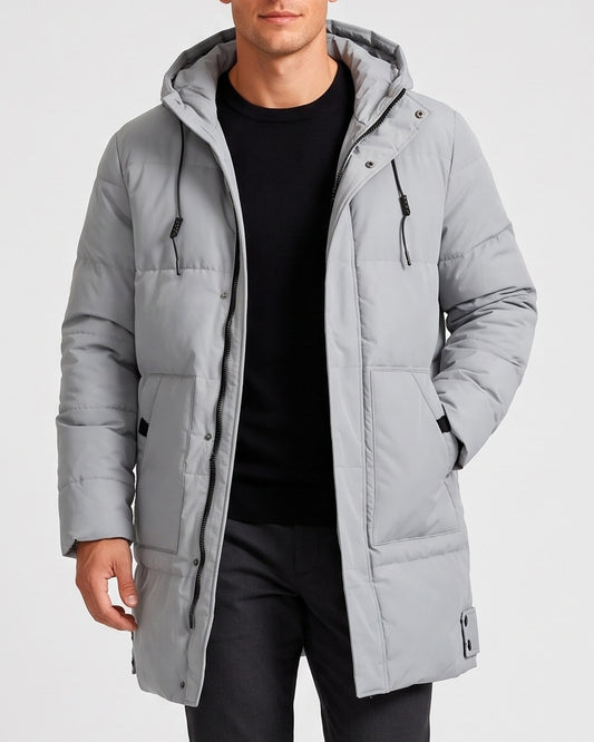 KZZ New men's mid-length  hooded jacket
