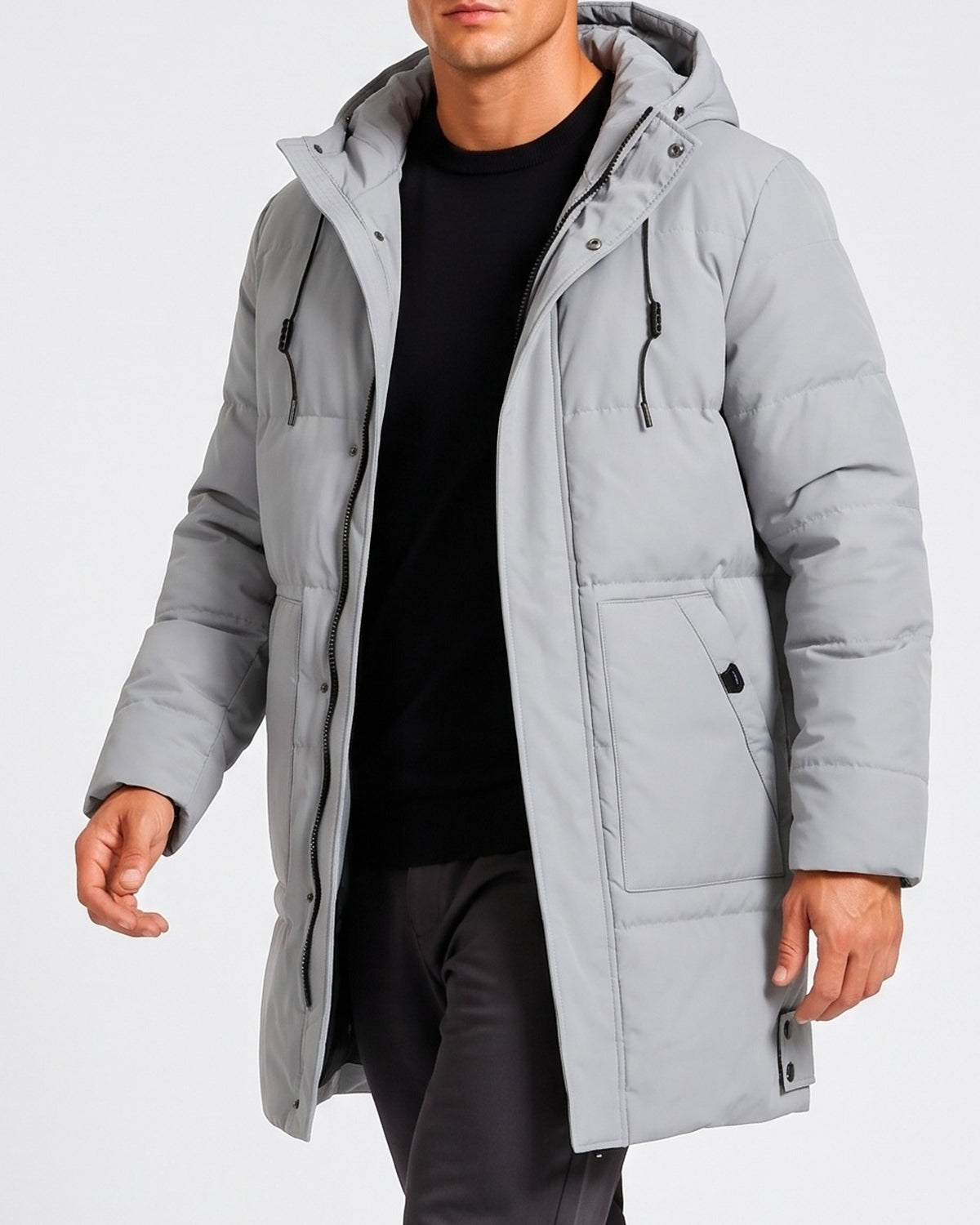 KZZ New men's mid-length  hooded jacket