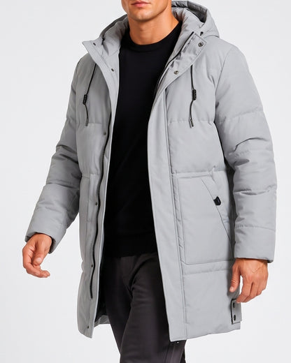 KZZ New men's mid-length  hooded jacket