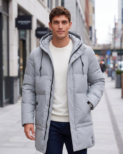 KZZ New men's mid-length  hooded jacket