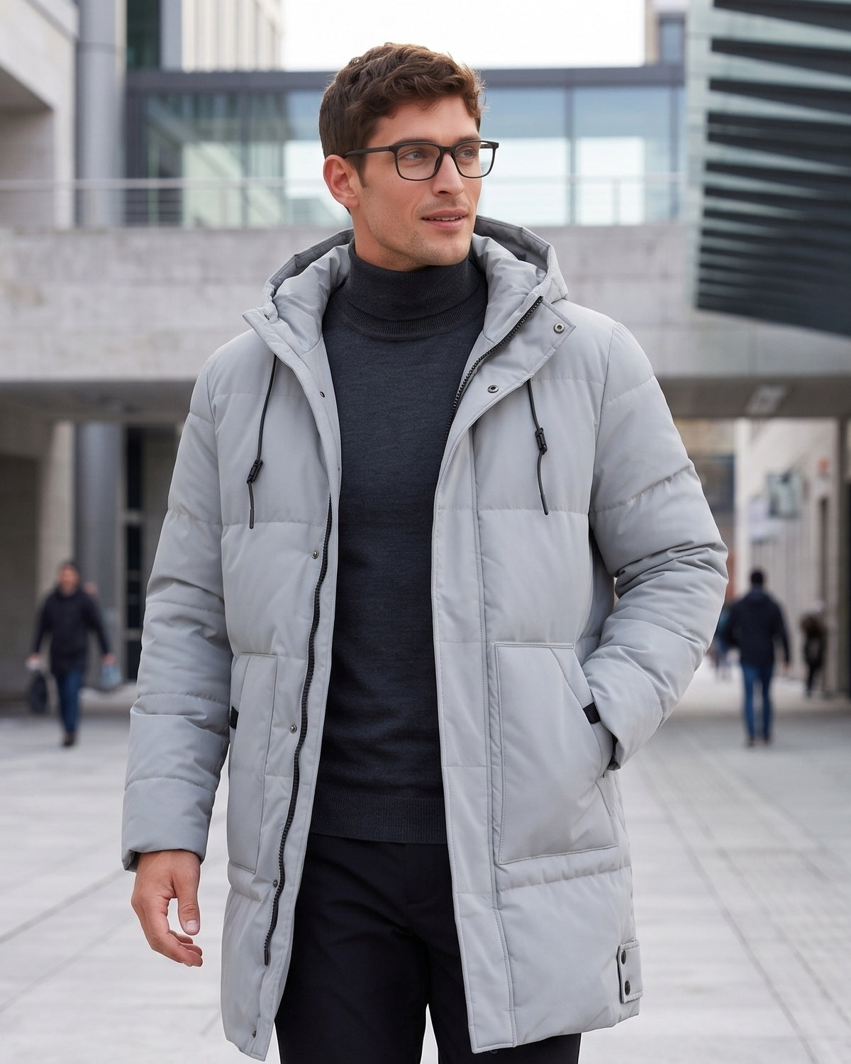 KZZ New men's mid-length  hooded jacket