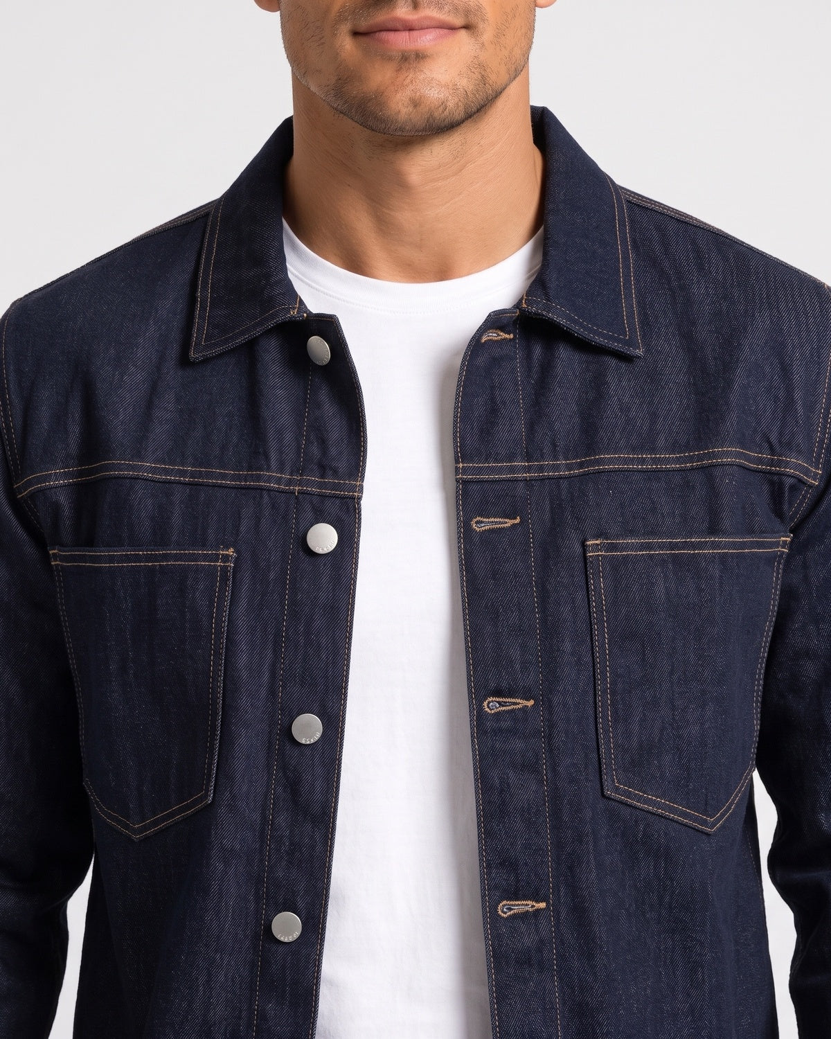 KZZ Men's denim two-piece casual jacket paired with wide-leg pants