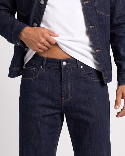 KZZ Men's denim two-piece casual jacket paired with wide-leg pants