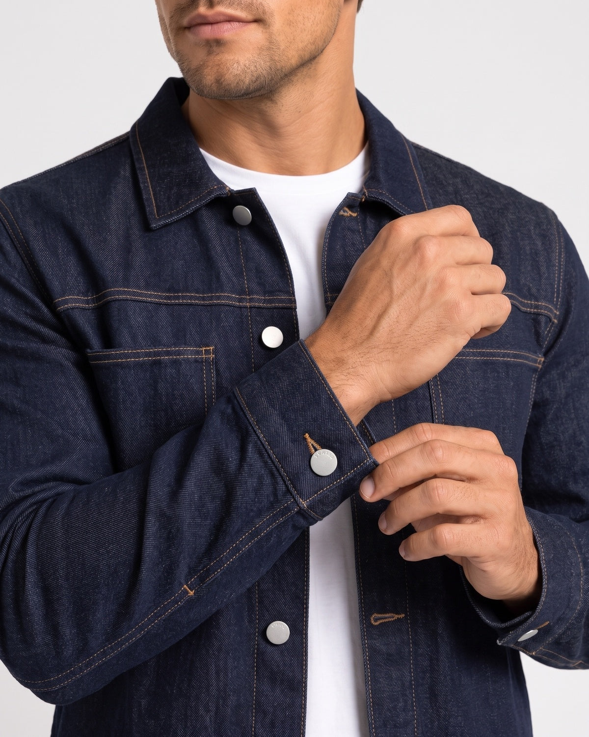 KZZ Men's denim two-piece casual jacket paired with wide-leg pants