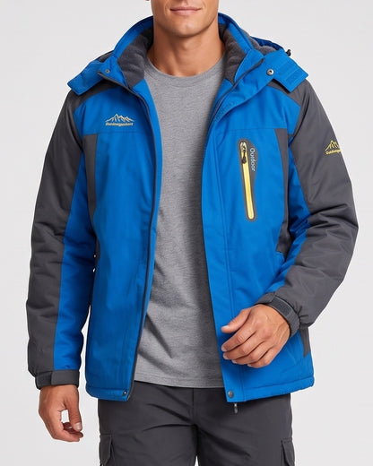 KZZ Winter outdoor fleece-lined windproof and warm cotton-padded jacket