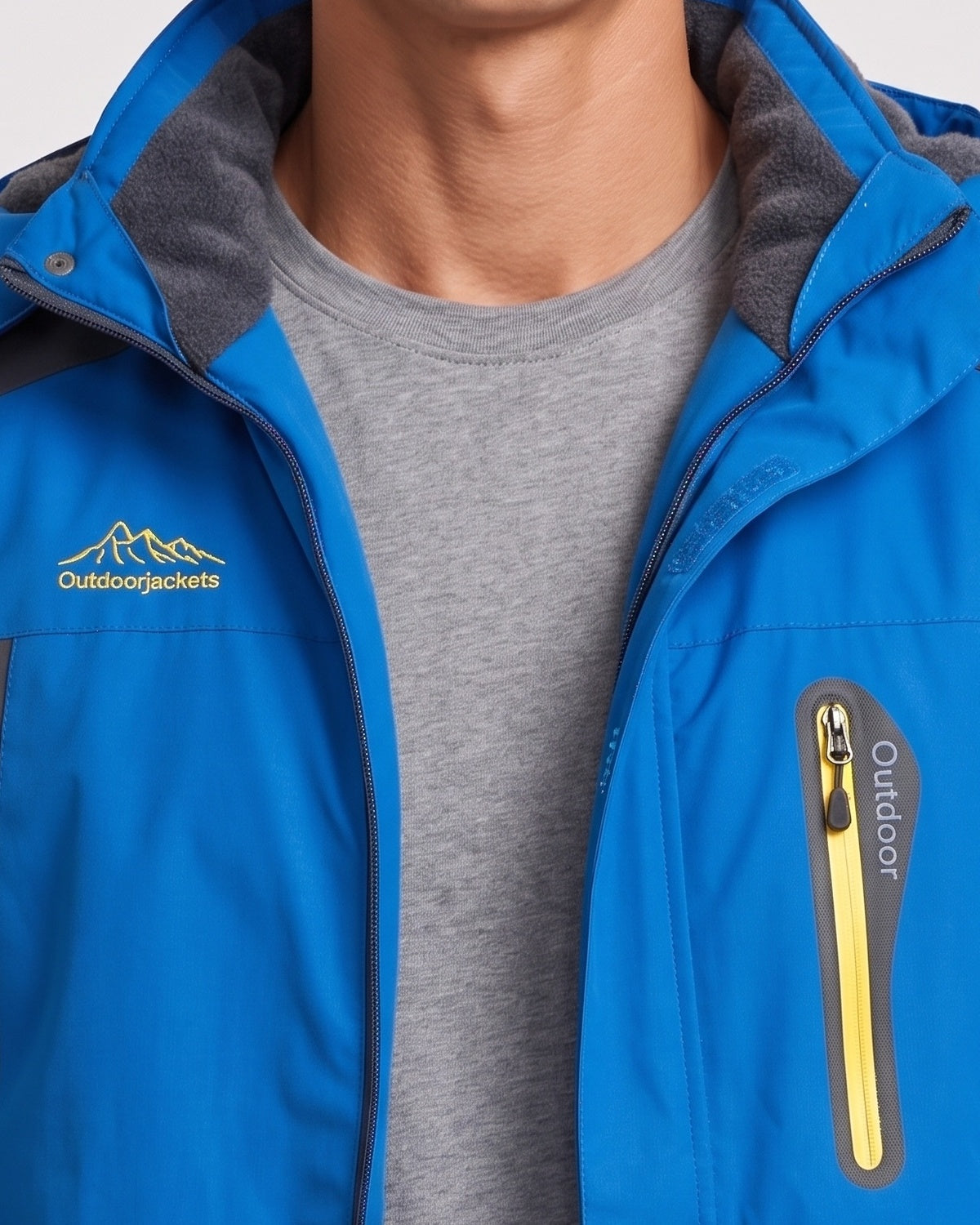 KZZ Winter outdoor fleece-lined windproof and warm cotton-padded jacket