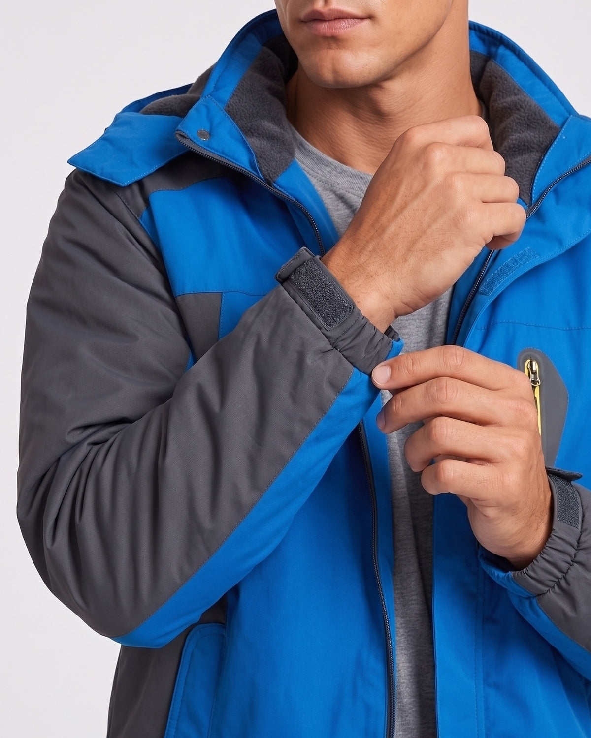 KZZ Winter outdoor fleece-lined windproof and warm cotton-padded jacket