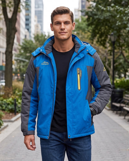 KZZ Winter outdoor fleece-lined windproof and warm cotton-padded jacket