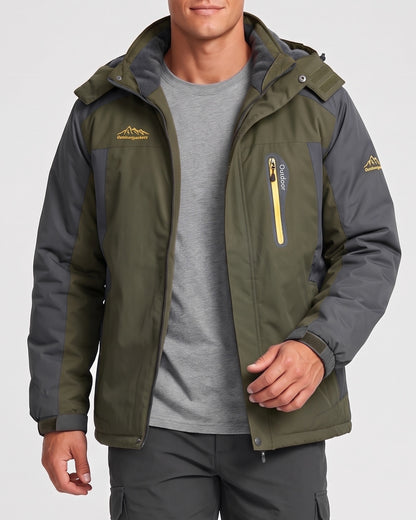 KZZ Winter outdoor fleece-lined windproof and warm cotton-padded jacket