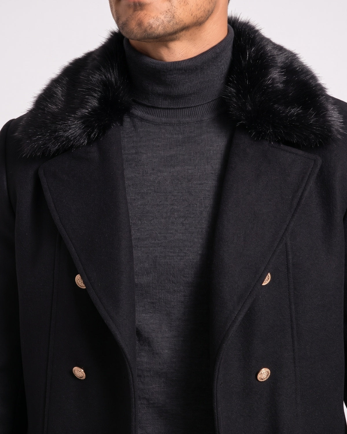KZZ Men's double-breasted lapel long trench coat