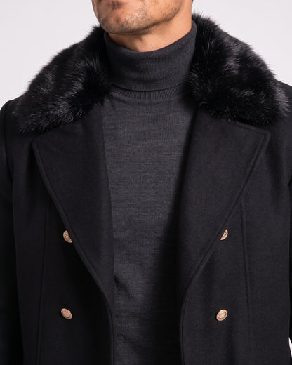 KZZ Men's double-breasted lapel long trench coat