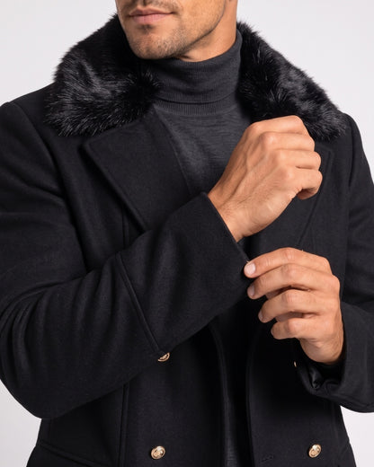 KZZ Men's double-breasted lapel long trench coat