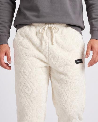 KZZ Men's Knitted Jacquard Wide-Leg Thickened Warm Fleece Drawstring Sports Pants