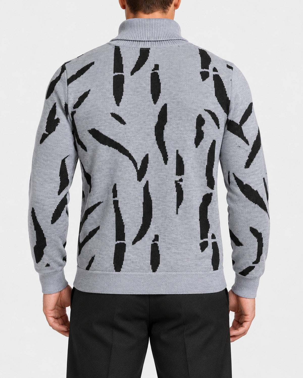 KZZ  Men's new autumn/winter turtleneck pullover striped printed base layer sweater