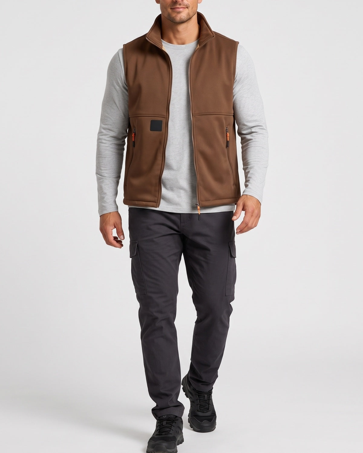 KZZ Men's winter fleece-lined warm vest, sleeveless design