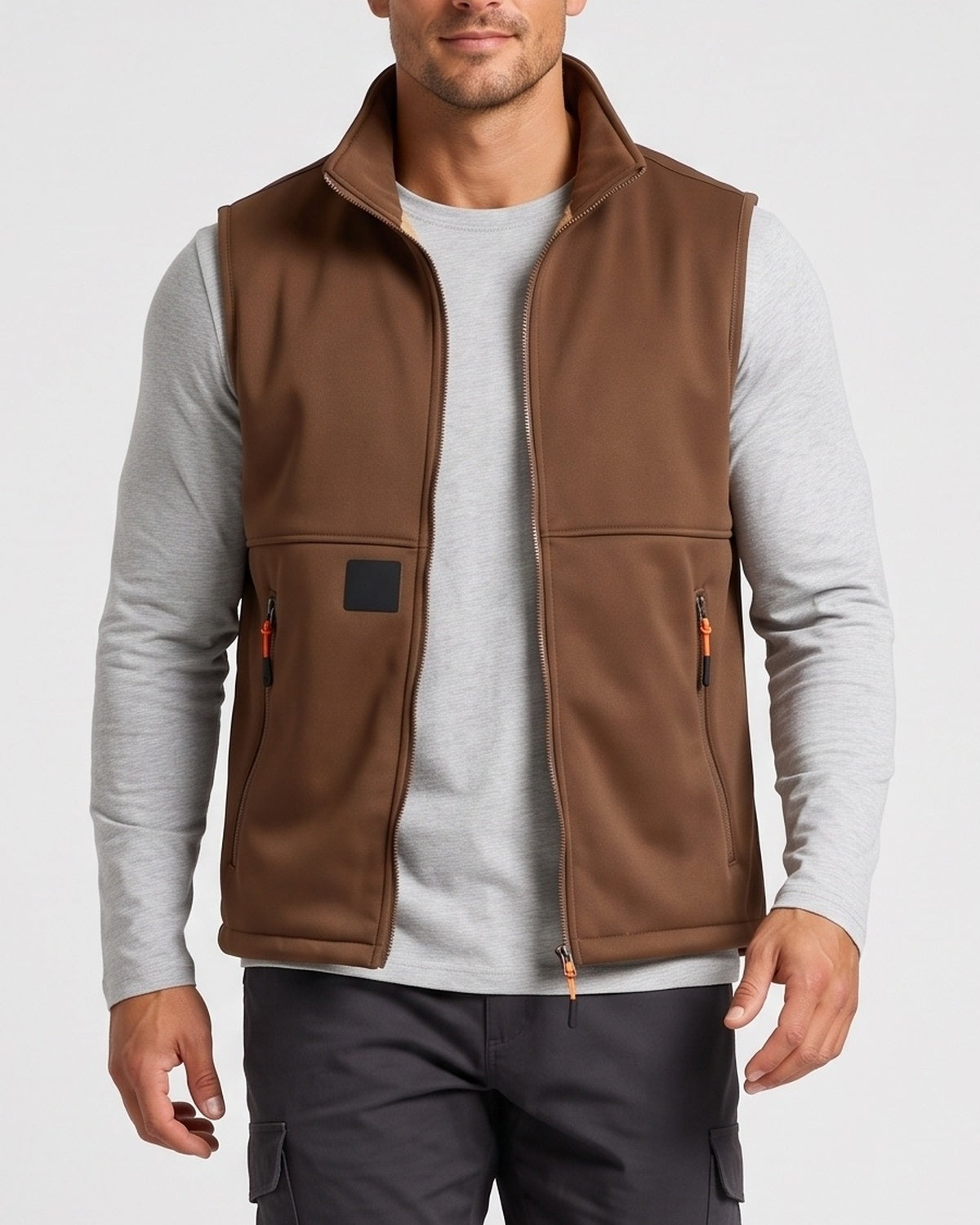 KZZ Men's winter fleece-lined warm vest, sleeveless design