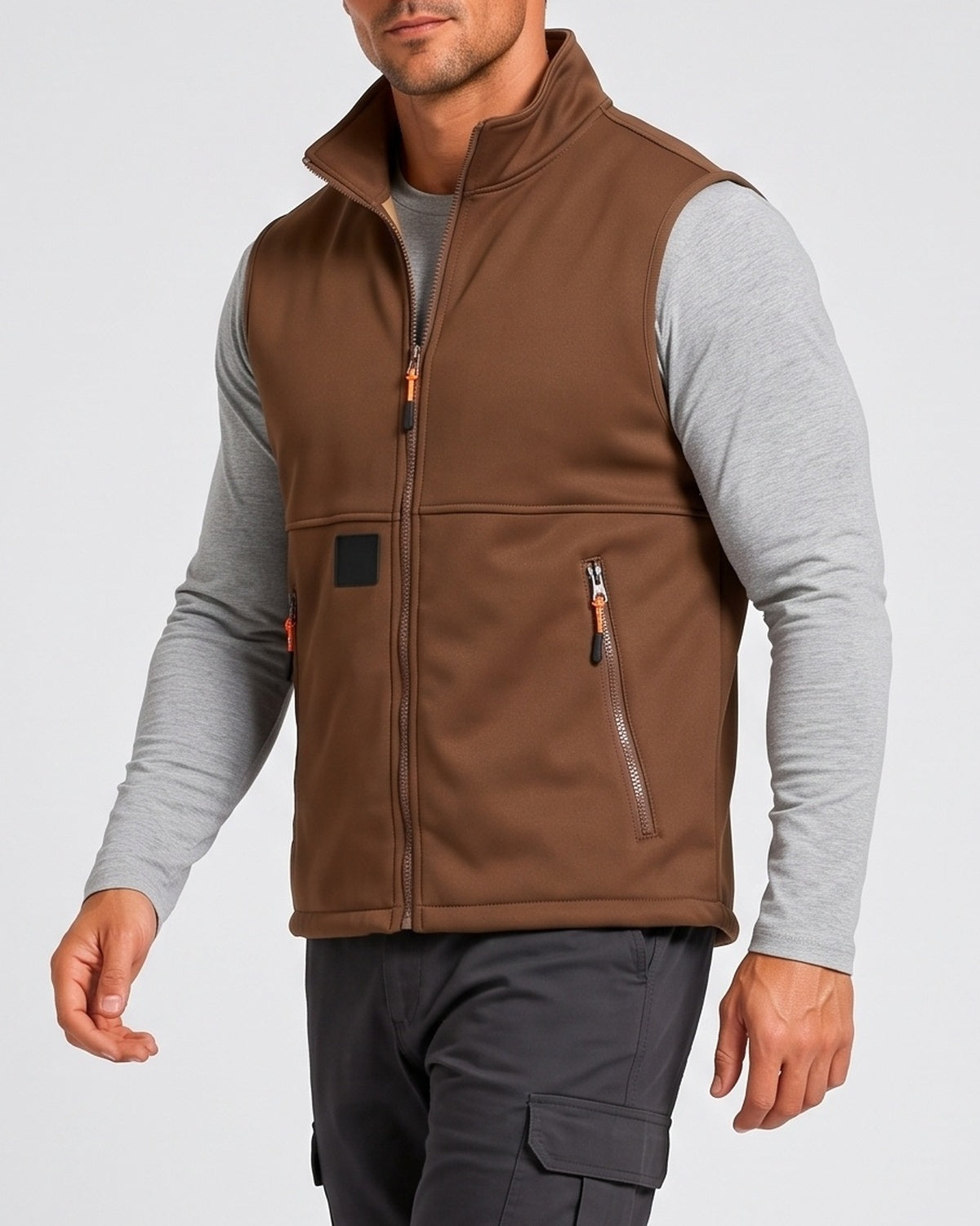 KZZ Men's winter fleece-lined warm vest, sleeveless design