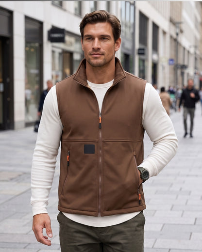 KZZ Men's winter fleece-lined warm vest, sleeveless design
