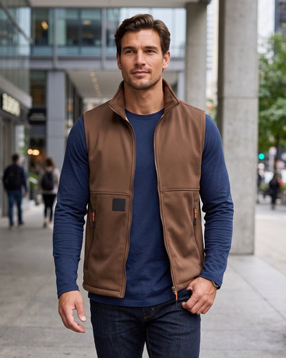 KZZ Men's winter fleece-lined warm vest, sleeveless design