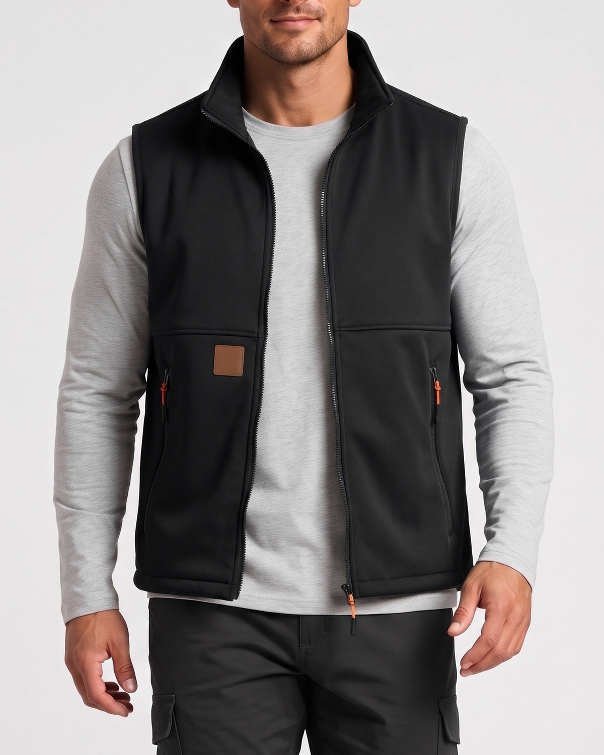 KZZ Men's winter fleece-lined warm vest, sleeveless design