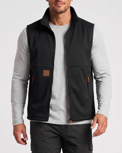 KZZ Men's winter fleece-lined warm vest, sleeveless design