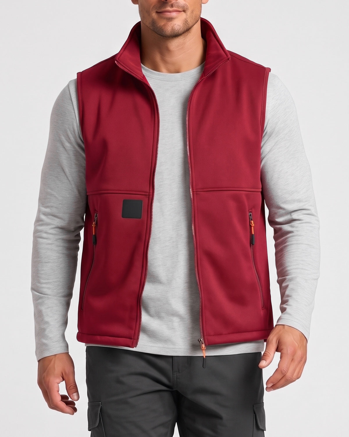 KZZ Men's winter fleece-lined warm vest, sleeveless design