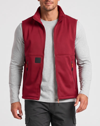 KZZ Men's winter fleece-lined warm vest, sleeveless design