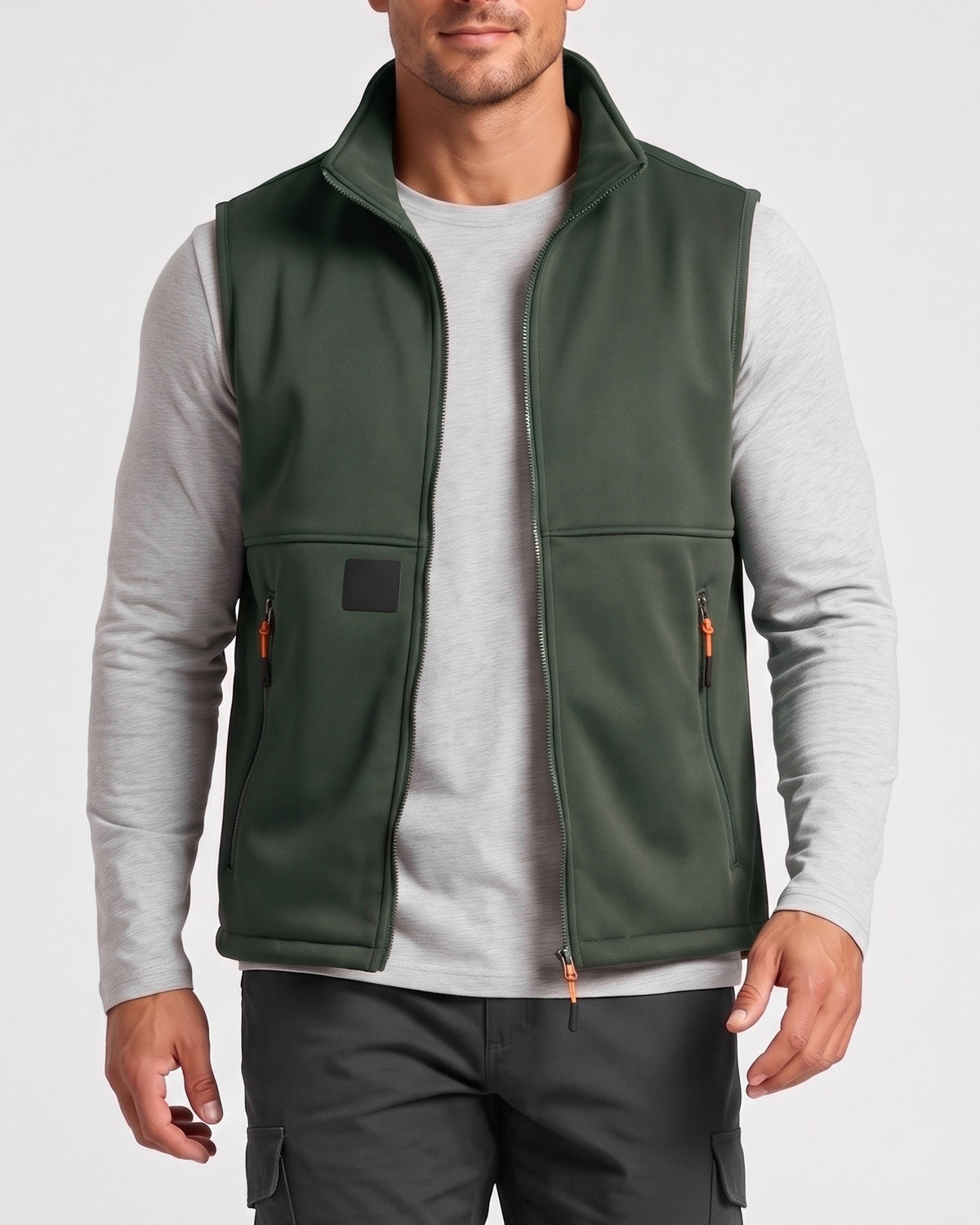 KZZ Men's winter fleece-lined warm vest, sleeveless design