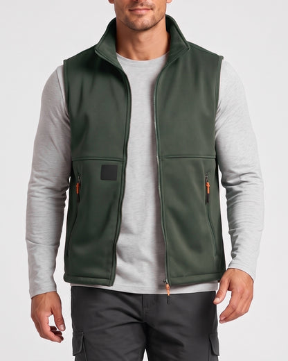 KZZ Men's winter fleece-lined warm vest, sleeveless design