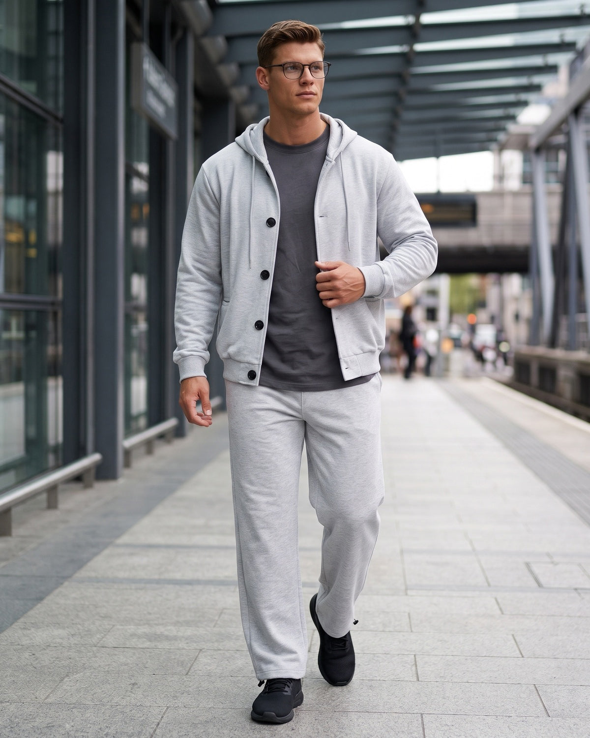 KZZ Men's two-piece stylish loose casual sportswear set