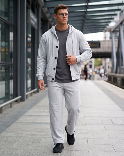 KZZ Men's two-piece stylish loose casual sportswear set