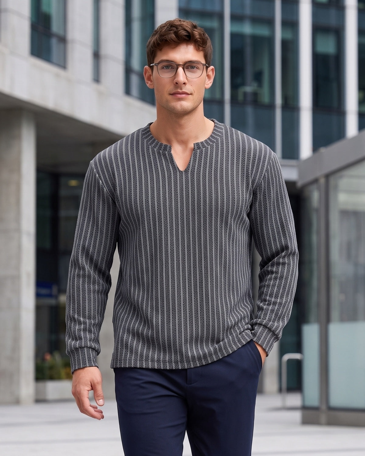 KZZ American V-neck herringbone sweatshirt , all seasons