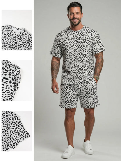 KZZ Men's Leopard Print Two-Piece Set
