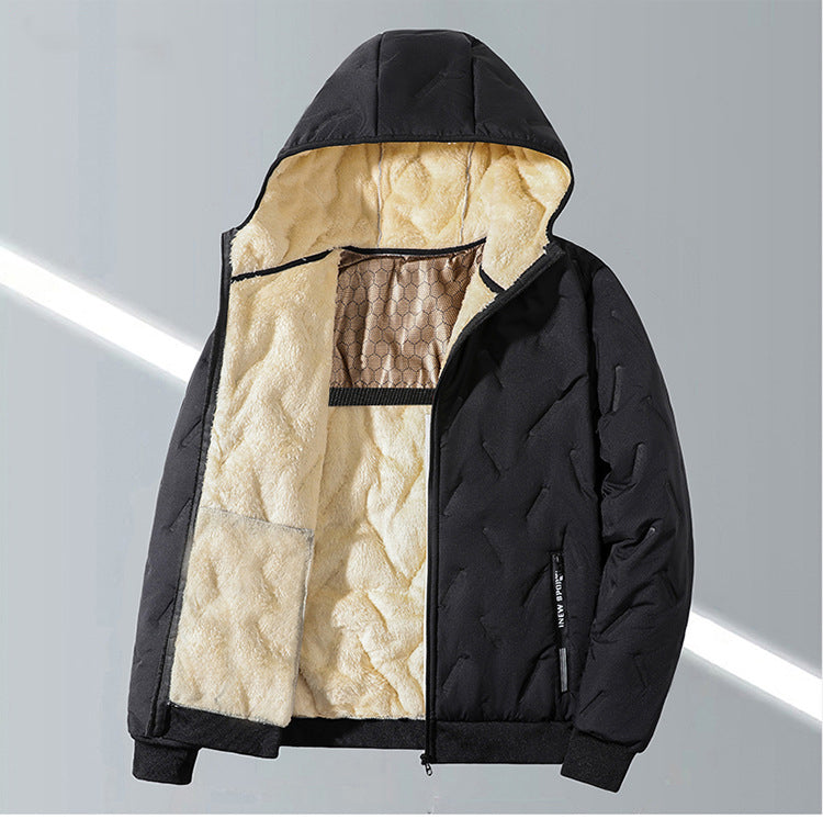 KZZ Men's Winter Warm Jacket with Fleece Lining Polyester Fiber Material Coats