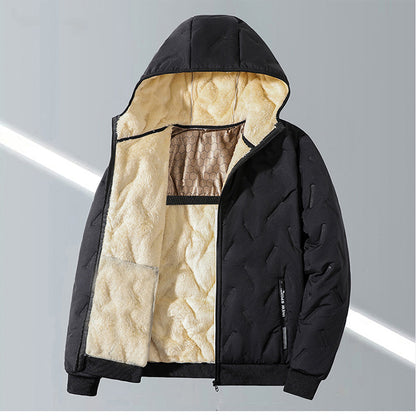 KZZ Men's Winter Warm Jacket with Fleece Lining Polyester Fiber Material Coats