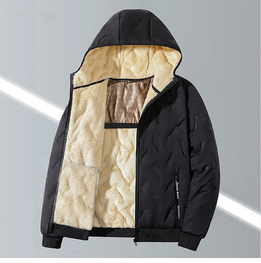 KZZ Men's Winter Warm Jacket with Fleece Lining Polyester Fiber Material Coats