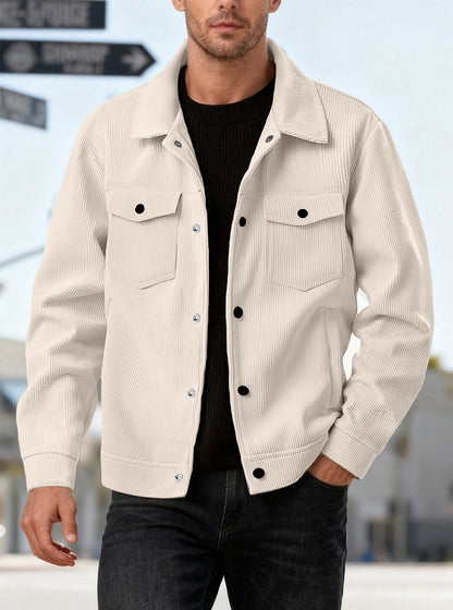 KZZ Men's Corduroy Jacket - Autumn/Winter Warm Collar Casual Coat