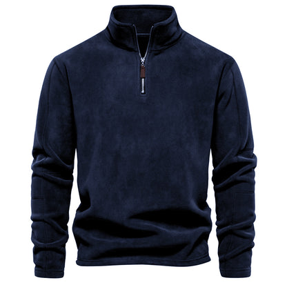 KZZ Men's Solid Half Zip Funnel Neck Polar Fleece Sweatshirt